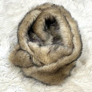 Faux Fox Fur Silver Infinity Scarf Loop Circle Neck Warmer